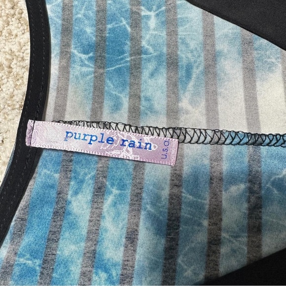 Purple Rain Elegant Blue and Black Striped Dress - Picture 3 of 6